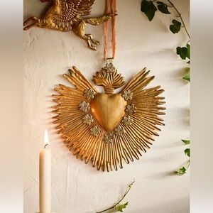 Anthro Terrain Heart Medallion Floral Valentine Gold Iron